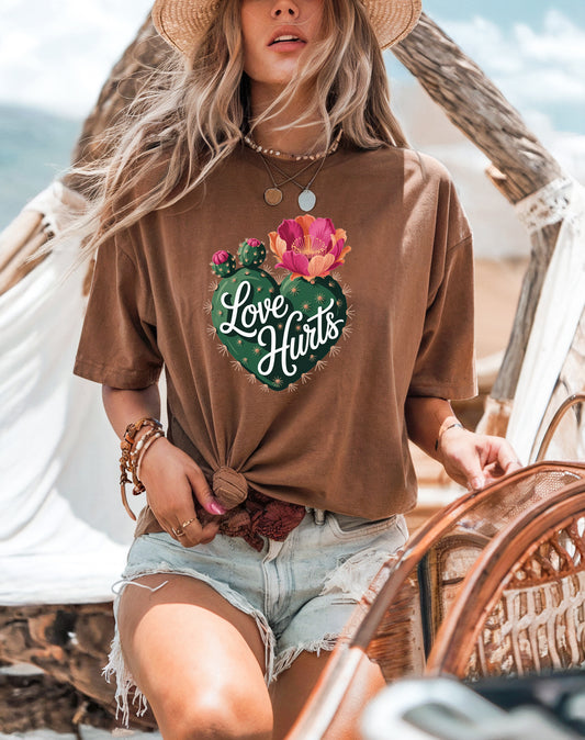 Cactus Heart “Love Hurts” T-Shirt | Comfort Colors Funny Graphic Tee (S–4XL)
