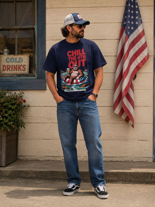 Chill The 4th Out Patriotic Bigfoot T-Shirt