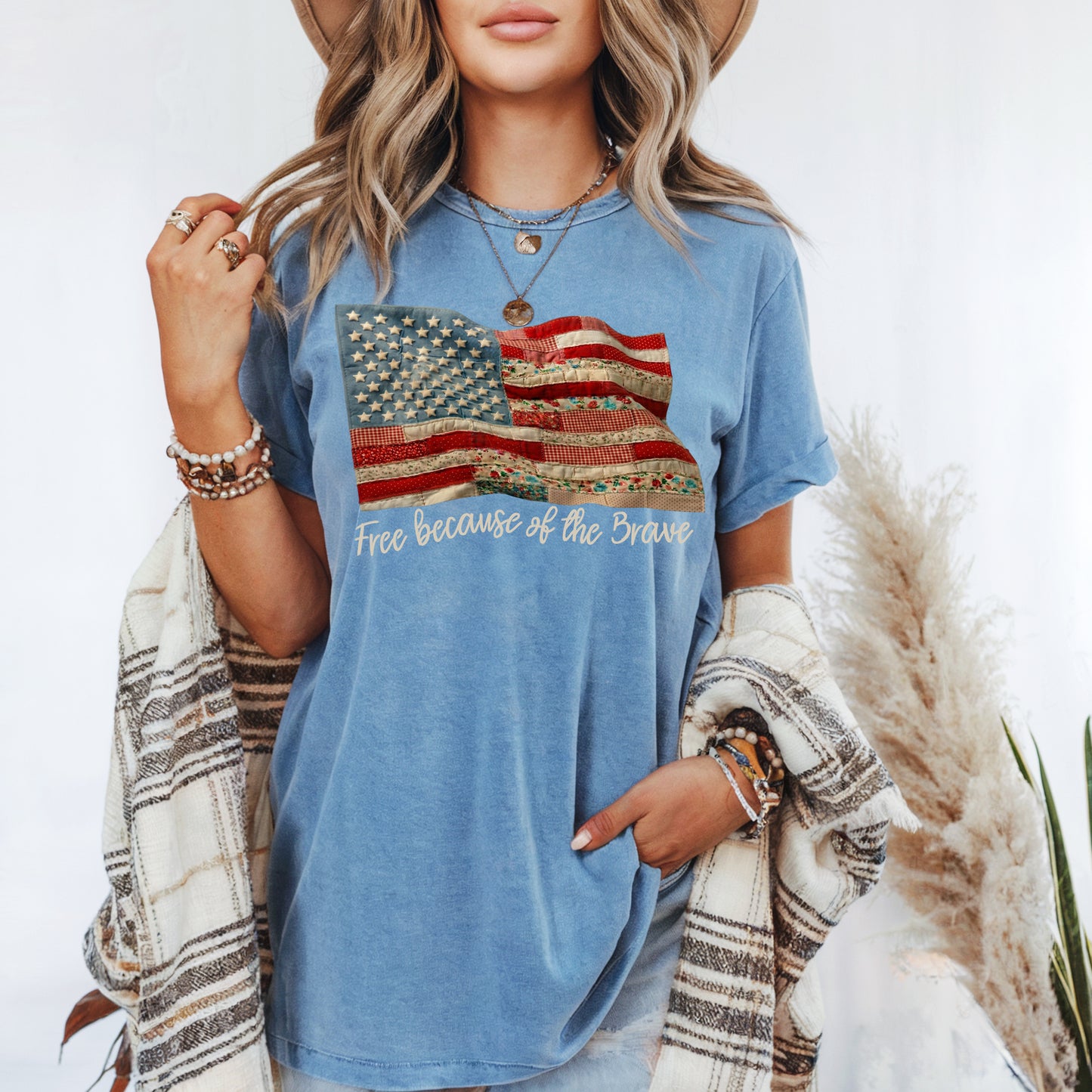 Free Because of the Brave – Comfort Colors® Tee