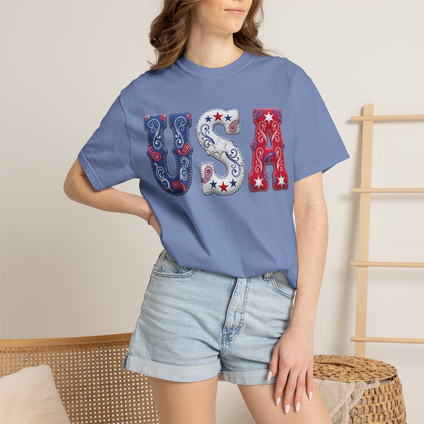 USA Paisley Patriotic Tee | Comfort Colors Western Graphic Shirt