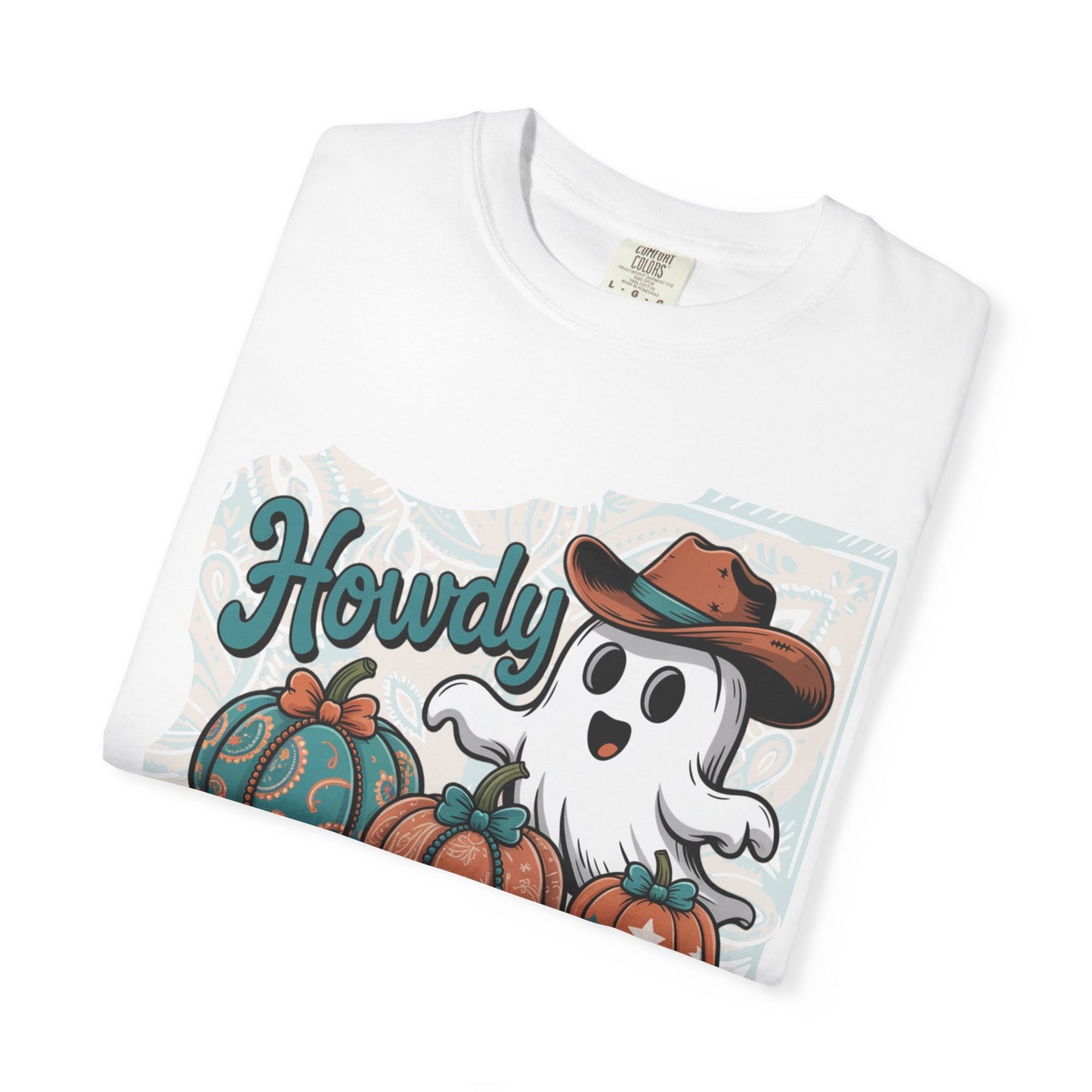 Howdy Pumpkin Ghost Cowboy Shirt | Western Halloween Comfort Colors® Tee