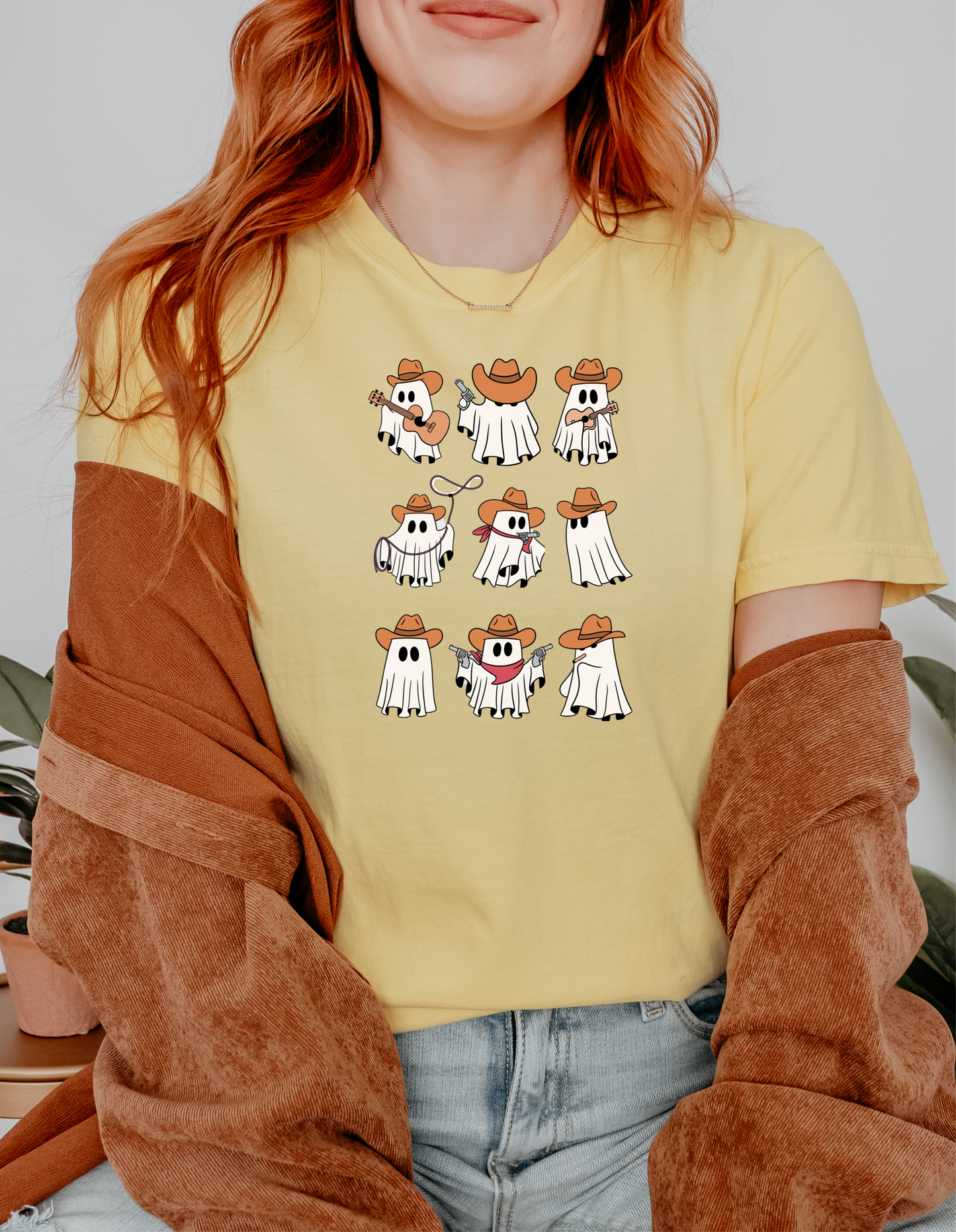 Spooky Cute Ghost Cowboy T-Shirt | Western Halloween Comfort Colors® Tee