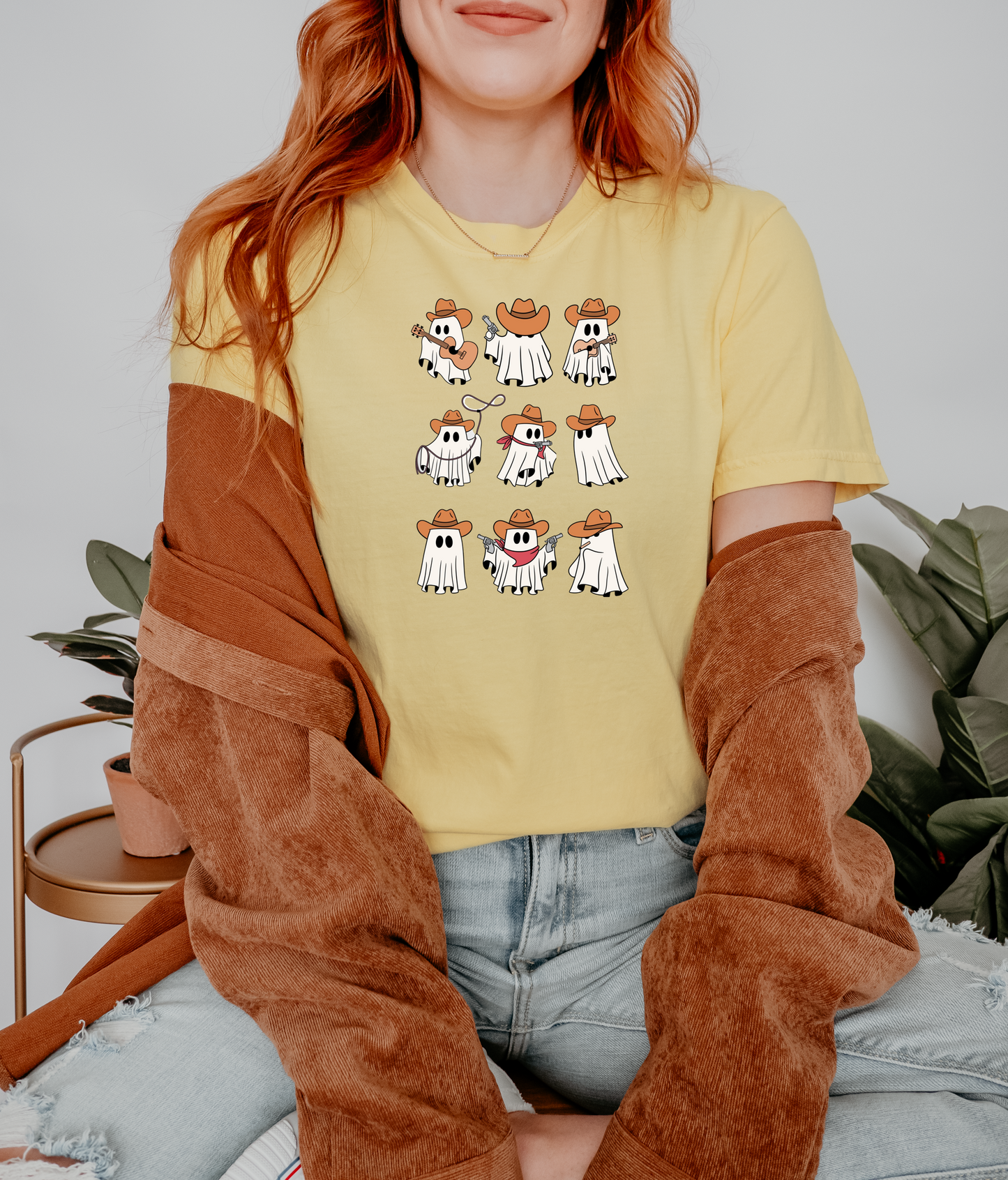 Spooky Cute Ghost Cowboy T-Shirt | Western Halloween Comfort Colors® Tee