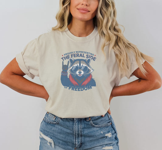 Feral Side of Freedom Raccoon Tee
