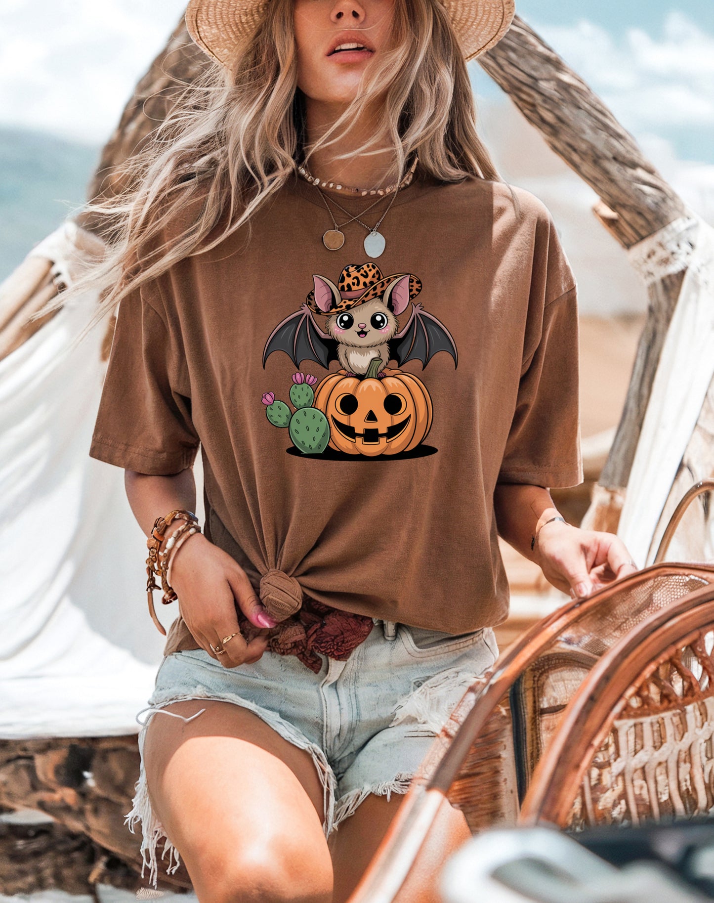 Cowboy Bat T-Shirt | Cute Western Halloween Comfort Colors® Tee