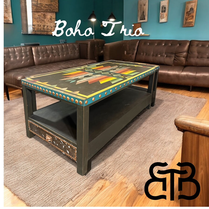 The BoHo Trio – Southwestern Table Set with Cowhide Accents
