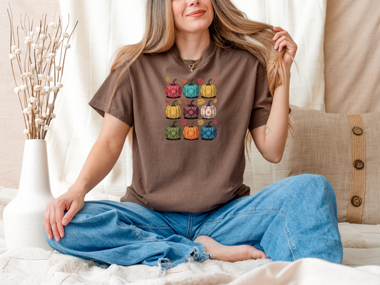 🎃 Fall Pumpkin Grid Comfort Colors® Tee