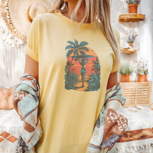 Coastal Cowgirl Surf Tee – Beach Vibes with a Western Twist