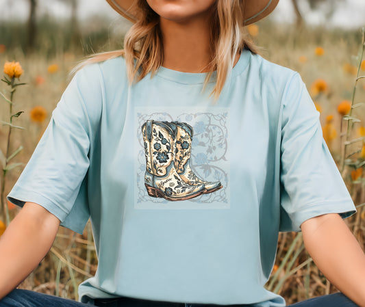 Floral Cowboy Boot T-Shirt – Western Charm Meets Everyday Comfort