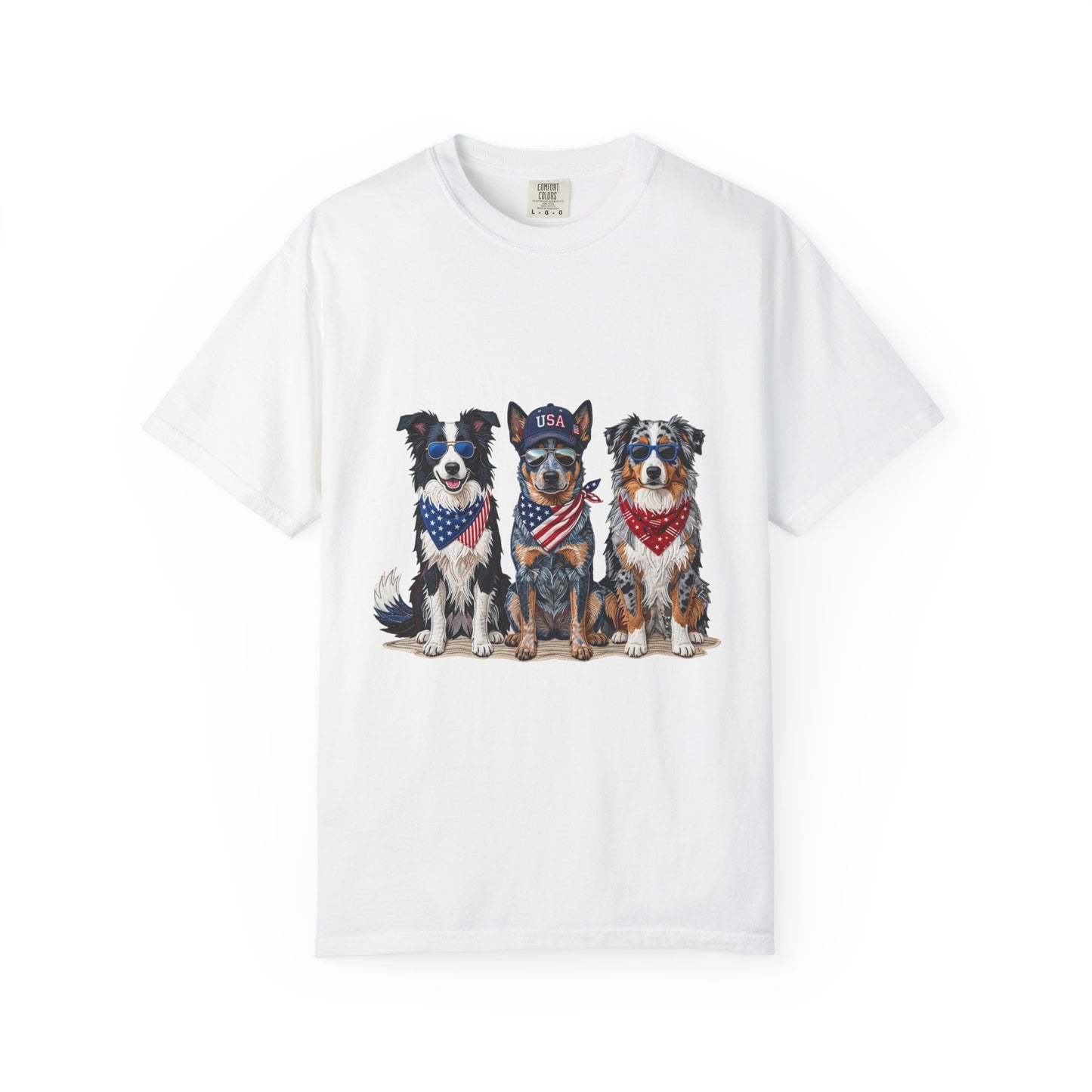 Patriotic Dog Trio Tee | Australian Shepherd, Heeler & Border Collie Shirt