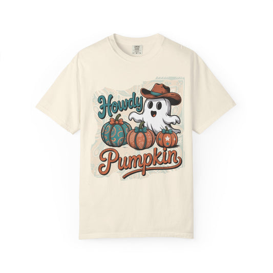 Howdy Pumpkin Ghost Cowboy Shirt | Western Halloween Comfort Colors® Tee