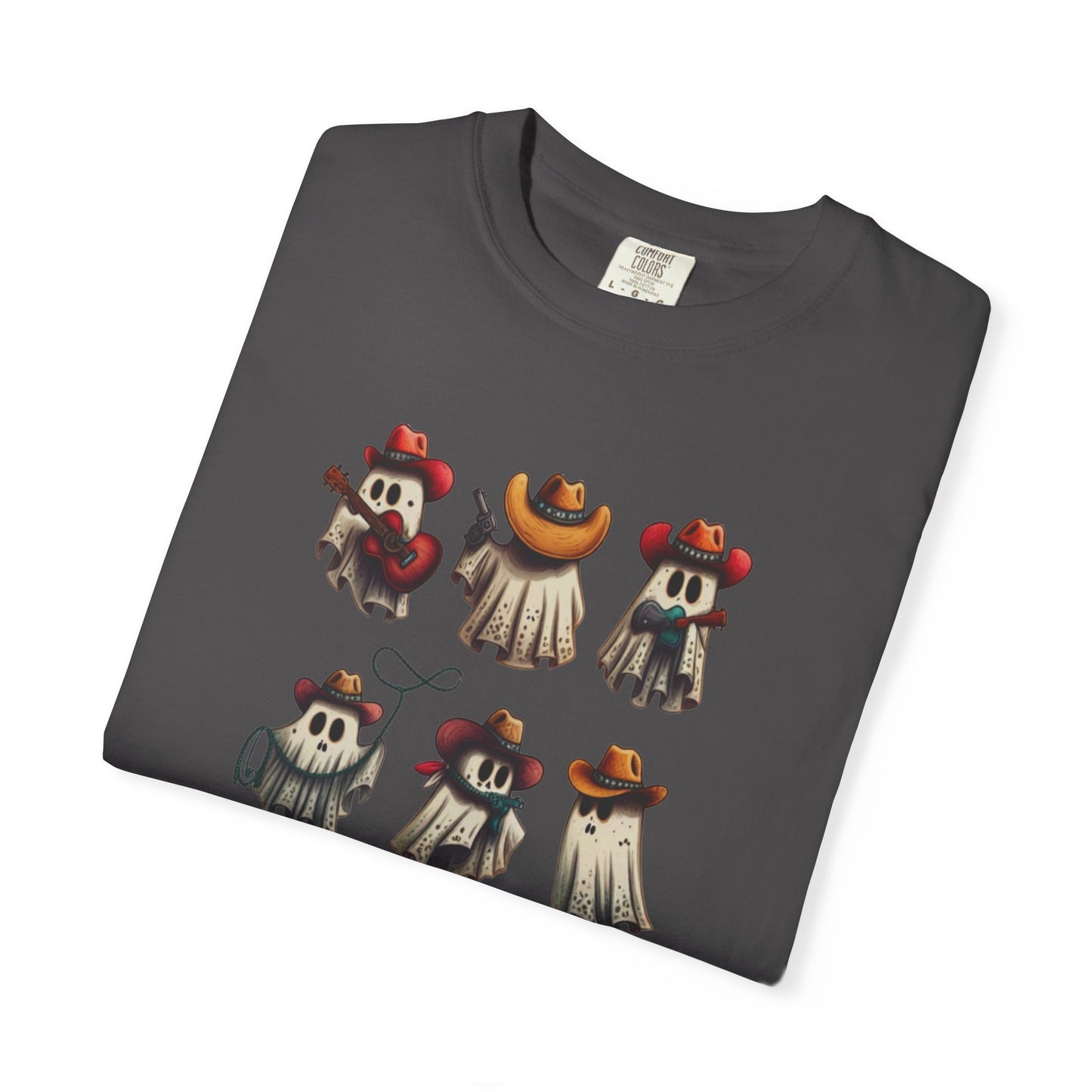 Folded pepper t-shirt with a black logo on a white background