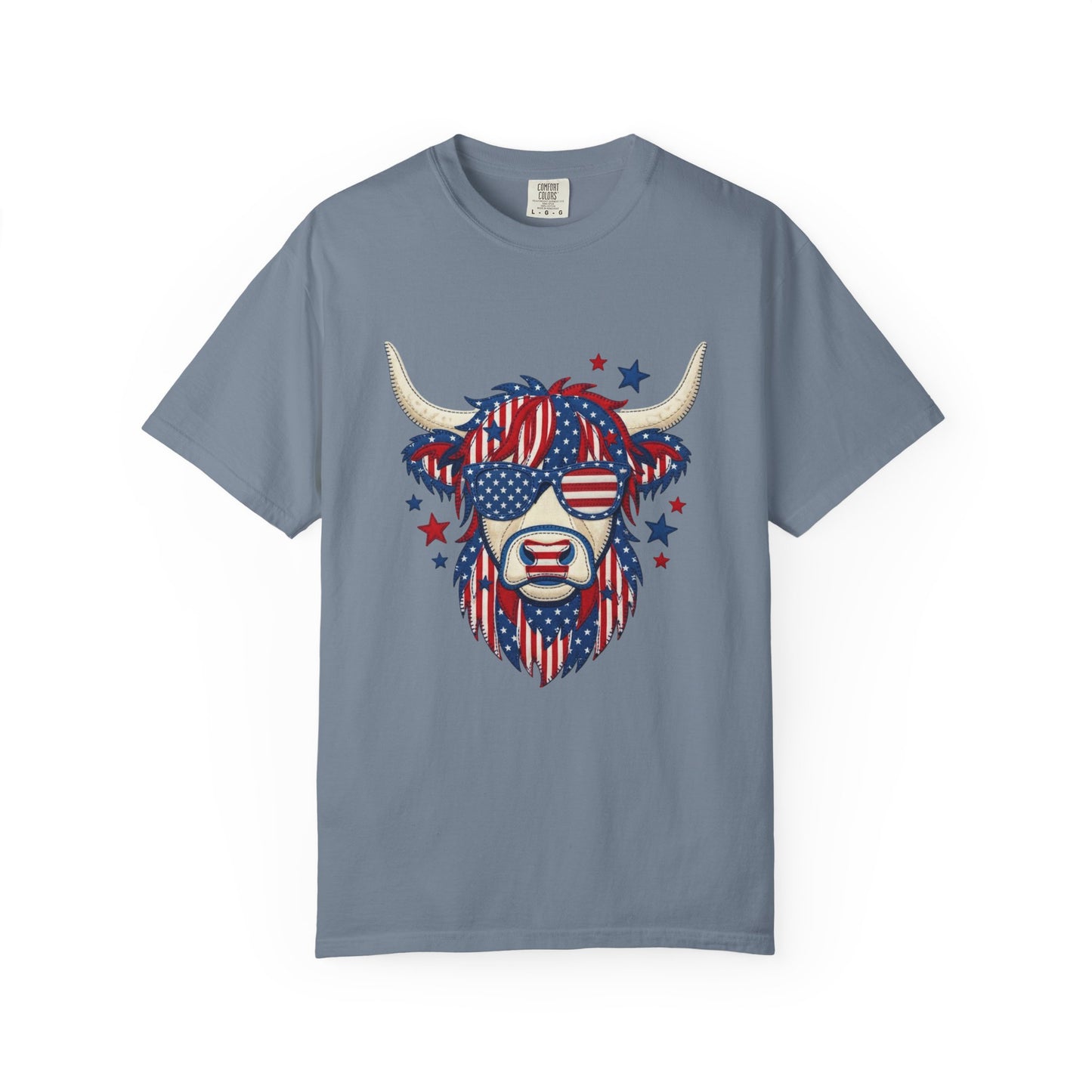 Patriotic Highland Cow Tee | Western Americana Graphic Shirt | Bronc & Brand Co