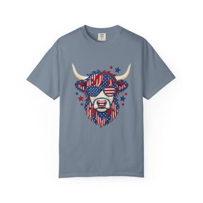 Patriotic Highland Cow Tee