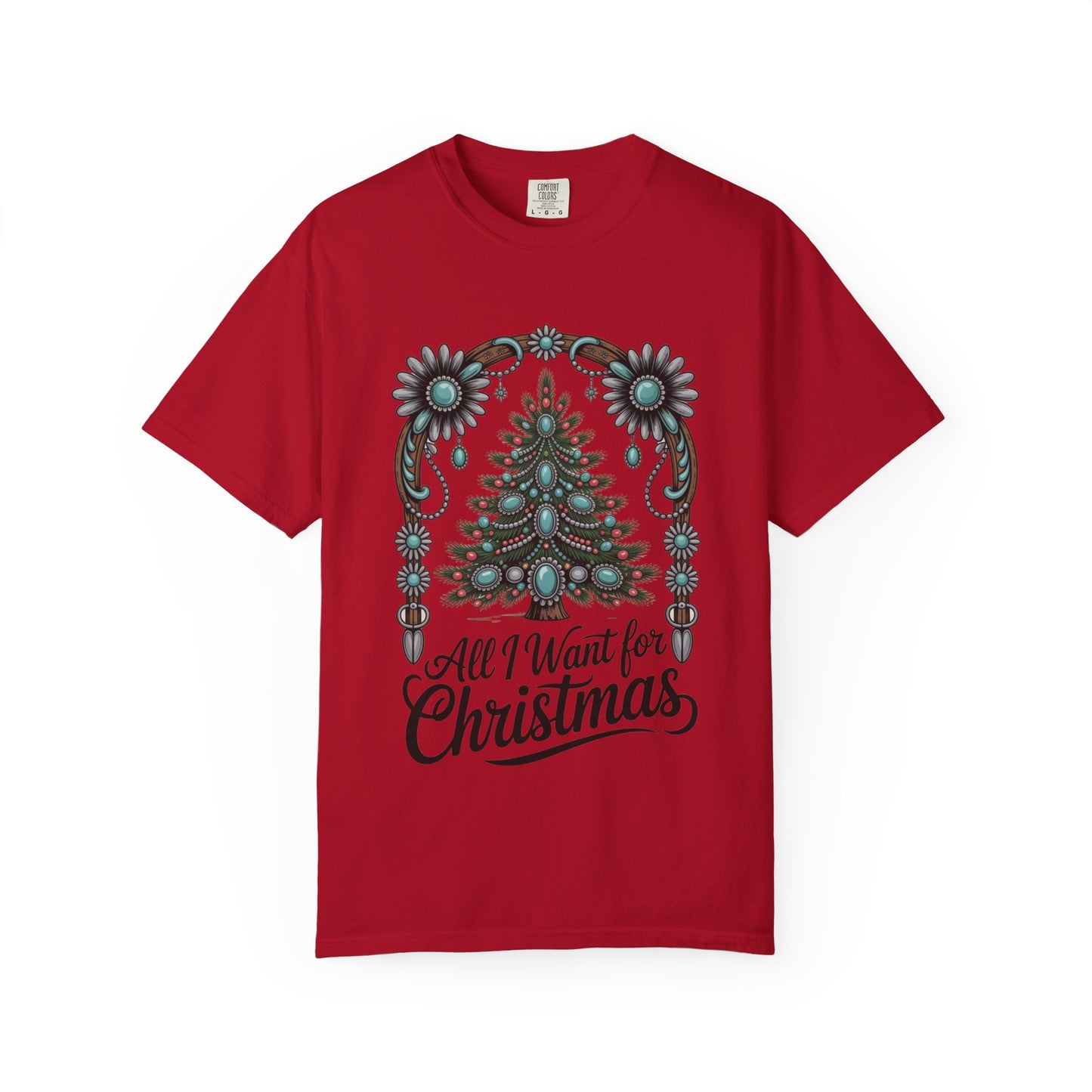All I Want for Christmas Turquoise Arch Comfort Colors® Tee