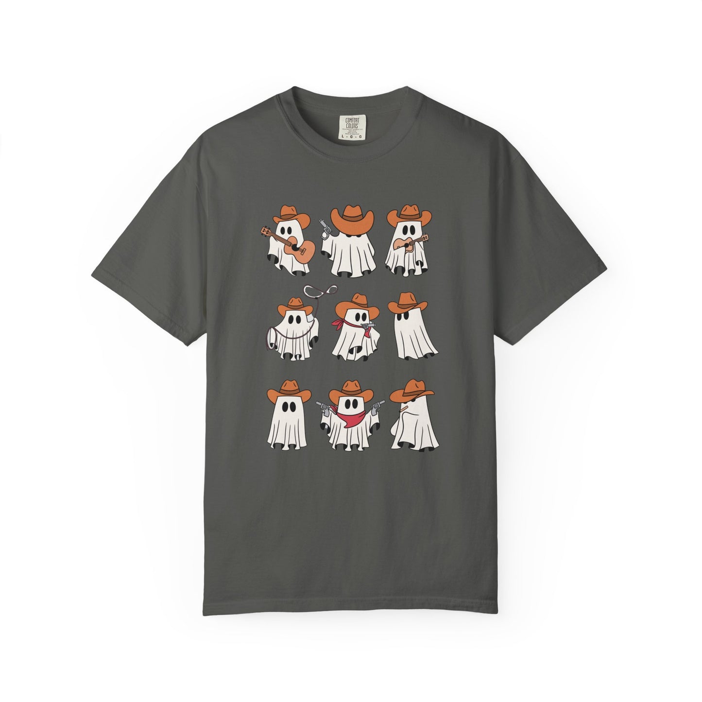 A black short-sleeve crewneck t-shirt featuring a yellow and black warning sign graphic on the chest with an illustration of a bulldog and the text 'WARNING CAUTION 50 LBS'.
