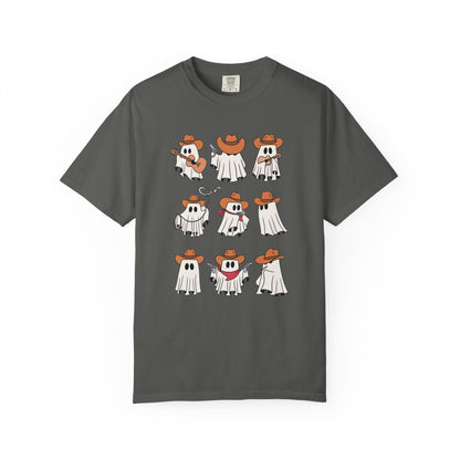 A black short-sleeve crewneck t-shirt featuring a yellow and black warning sign graphic on the chest with an illustration of a bulldog and the text 'WARNING CAUTION 50 LBS'.