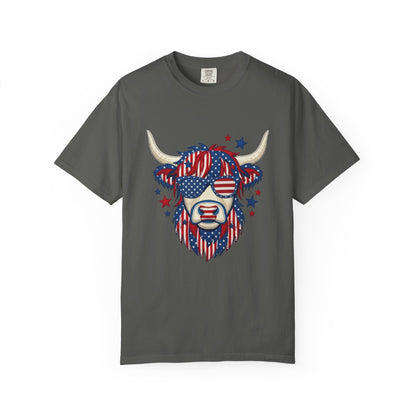 Patriotic Highland Cow Tee