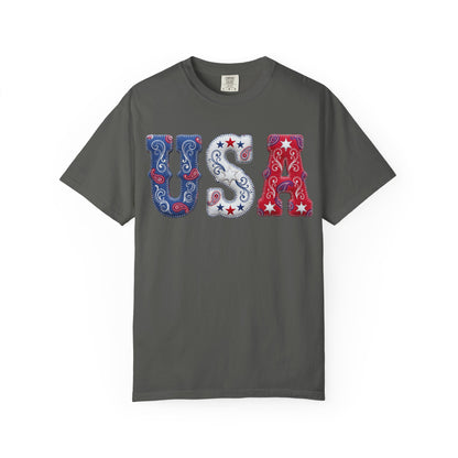 USA Paisley Patriotic Tee | Comfort Colors Western Graphic Shirt