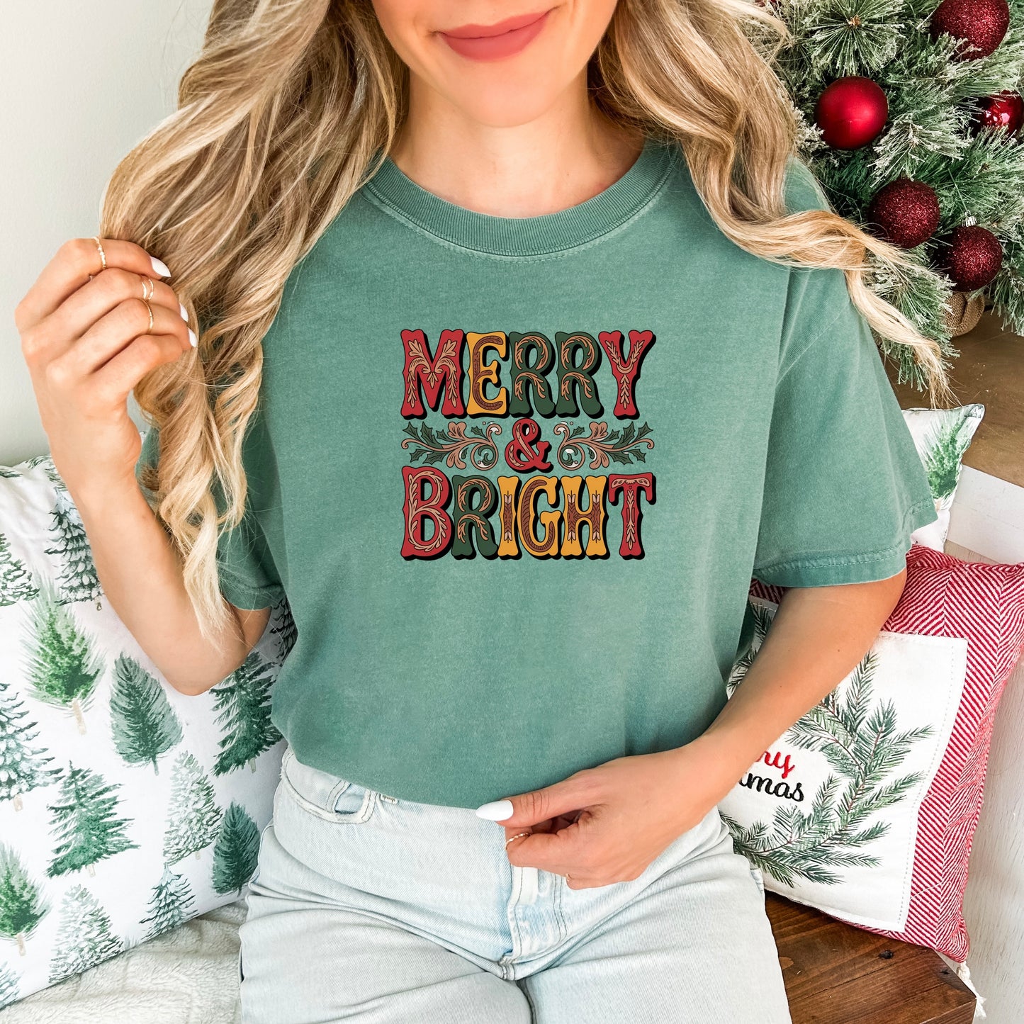 Merry & Bright Western Font Comfort Colors® Tee