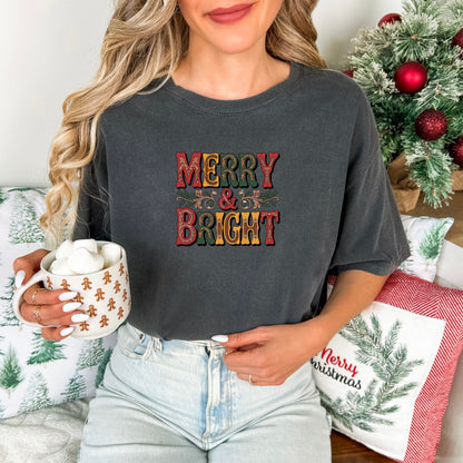 Merry & Bright Western Font Comfort Colors® Tee