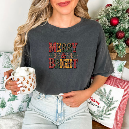 Merry & Bright Western Font Comfort Colors® Tee