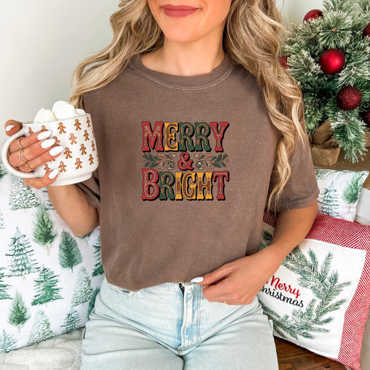 Merry & Bright Western Font Comfort Colors® Tee