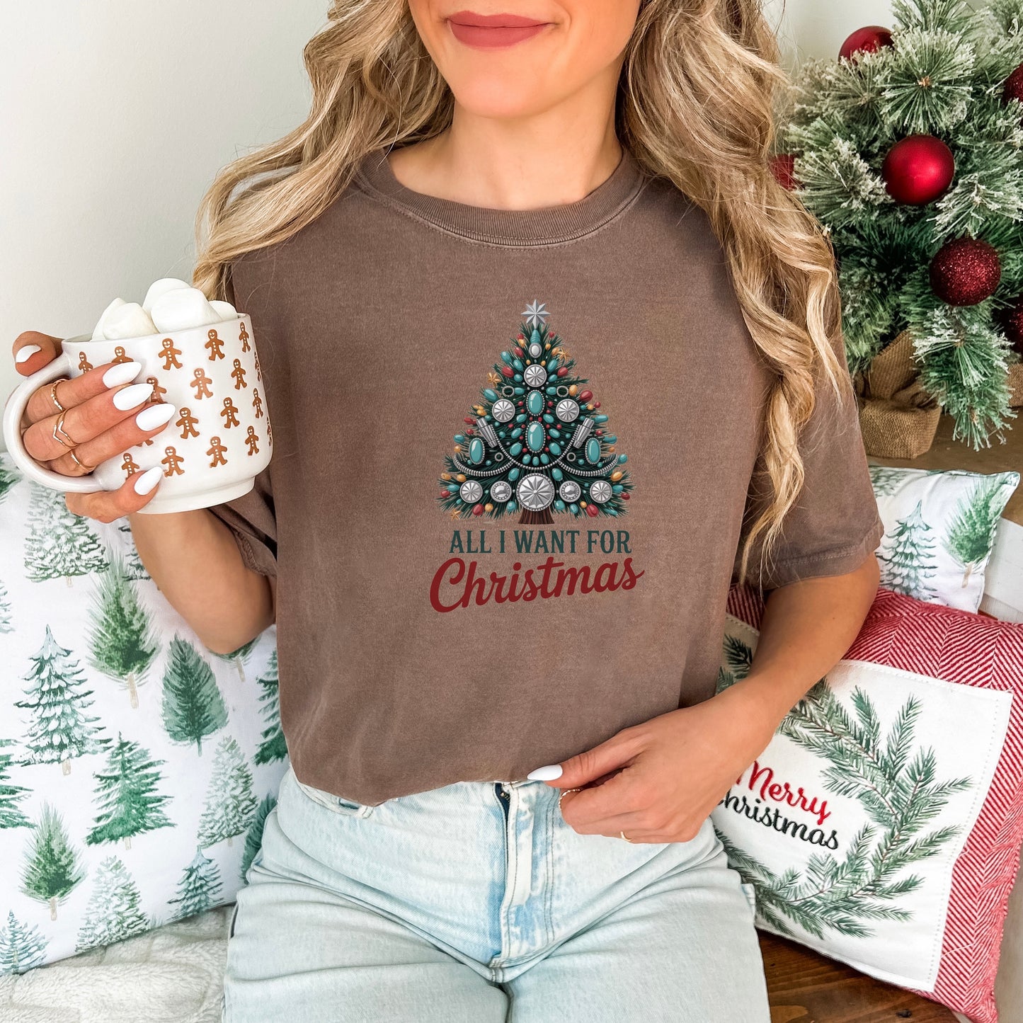 All I Want for Christmas Concho Tree Comfort Colors® Tee