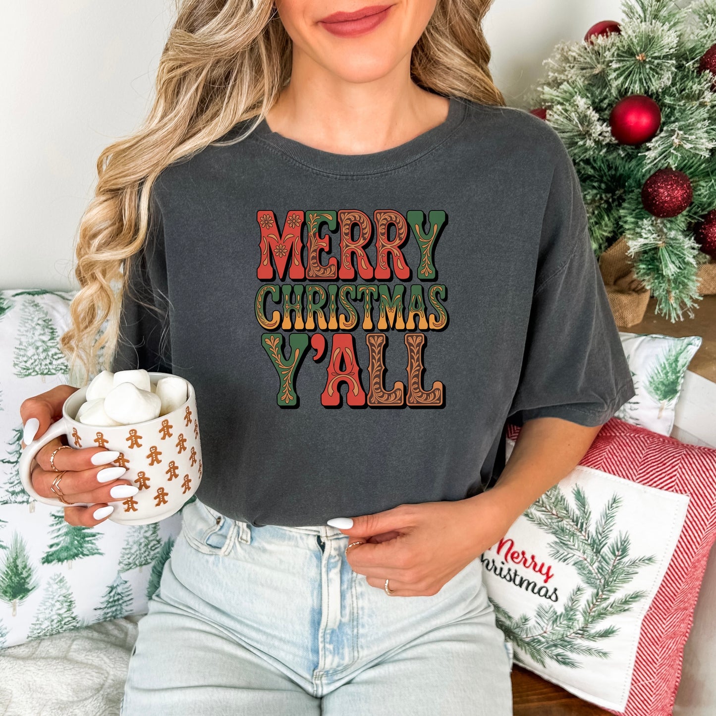 Merry Christmas Y’all Western Font Comfort Colors® Tee