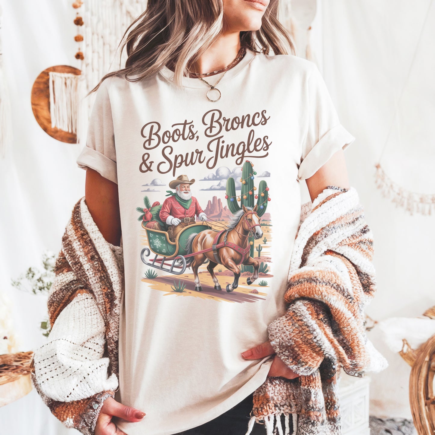 Santa Cowboy Western Christmas T-Shirt