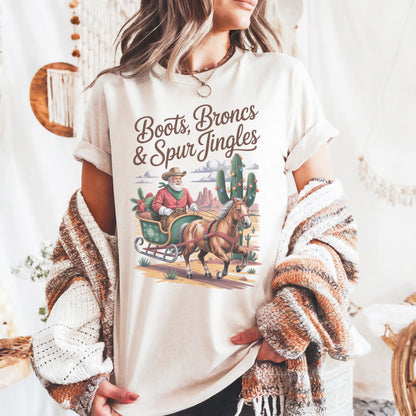 Santa Cowboy Western Christmas T-Shirt