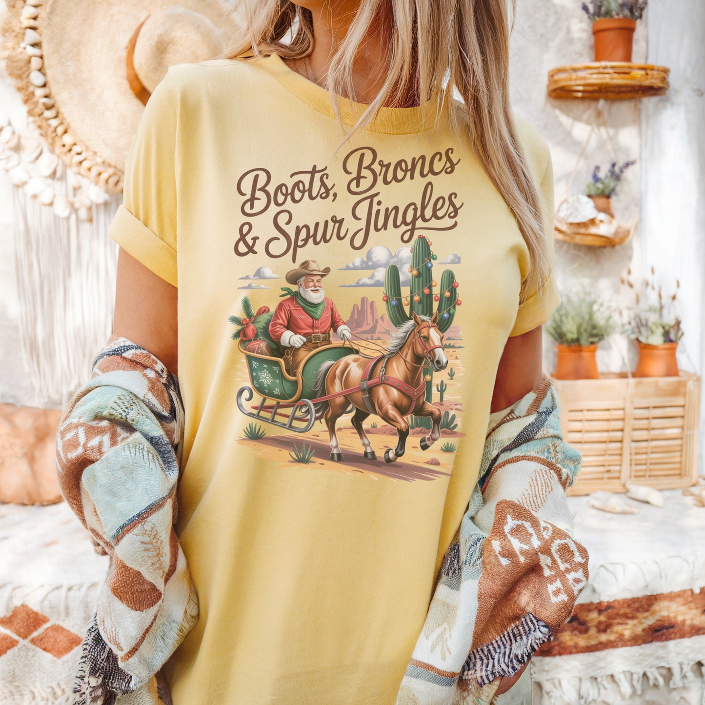 Santa Cowboy Western Christmas T-Shirt
