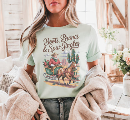 Santa Cowboy Western Christmas T-Shirt