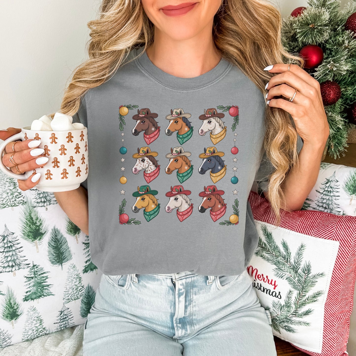 Grid Horse Holiday Tee