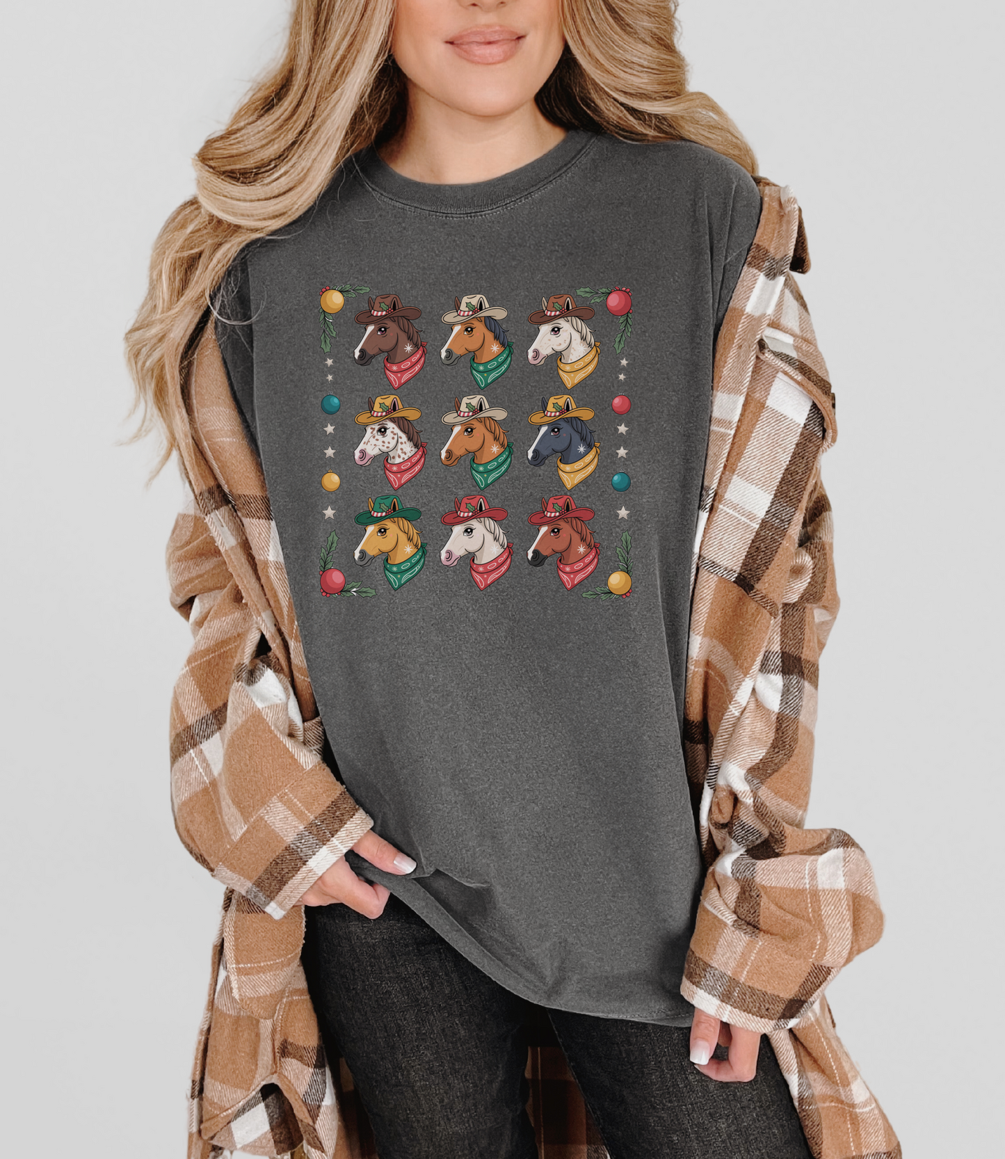 Grid Horse Holiday Tee