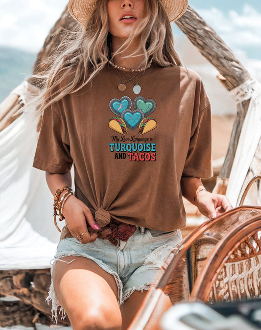 Turquoise & Tacos T-Shirt | Western Southwest Graphic Tee | Comfort Colors (S–4XL)