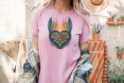 Western Folk Art Winged Heart T-Shirt