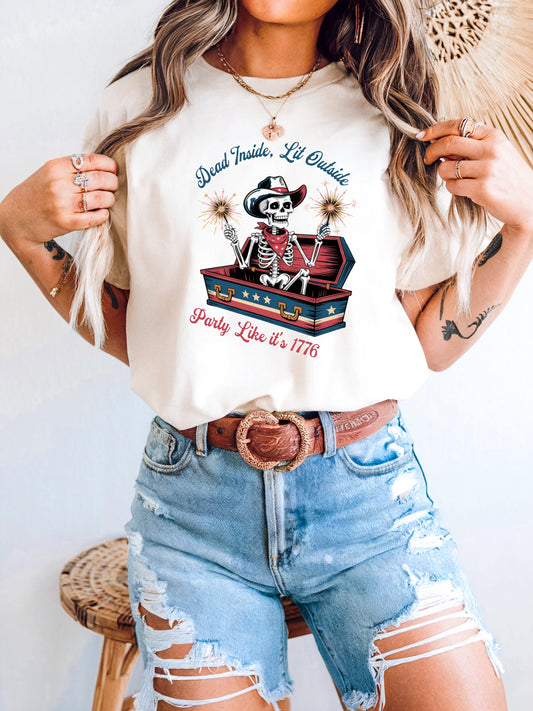 Dead Inside, Lit Outside Patriotic Tee