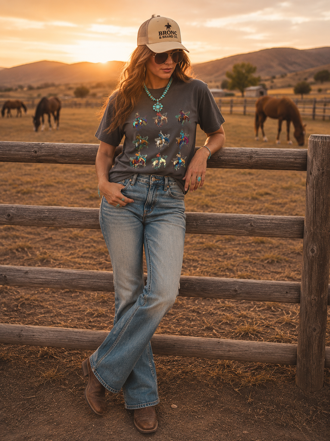 Grid Buckaroo Rodeo Tee | Western Graphic Comfort Colors Shirt | Bronc & Brand Co.