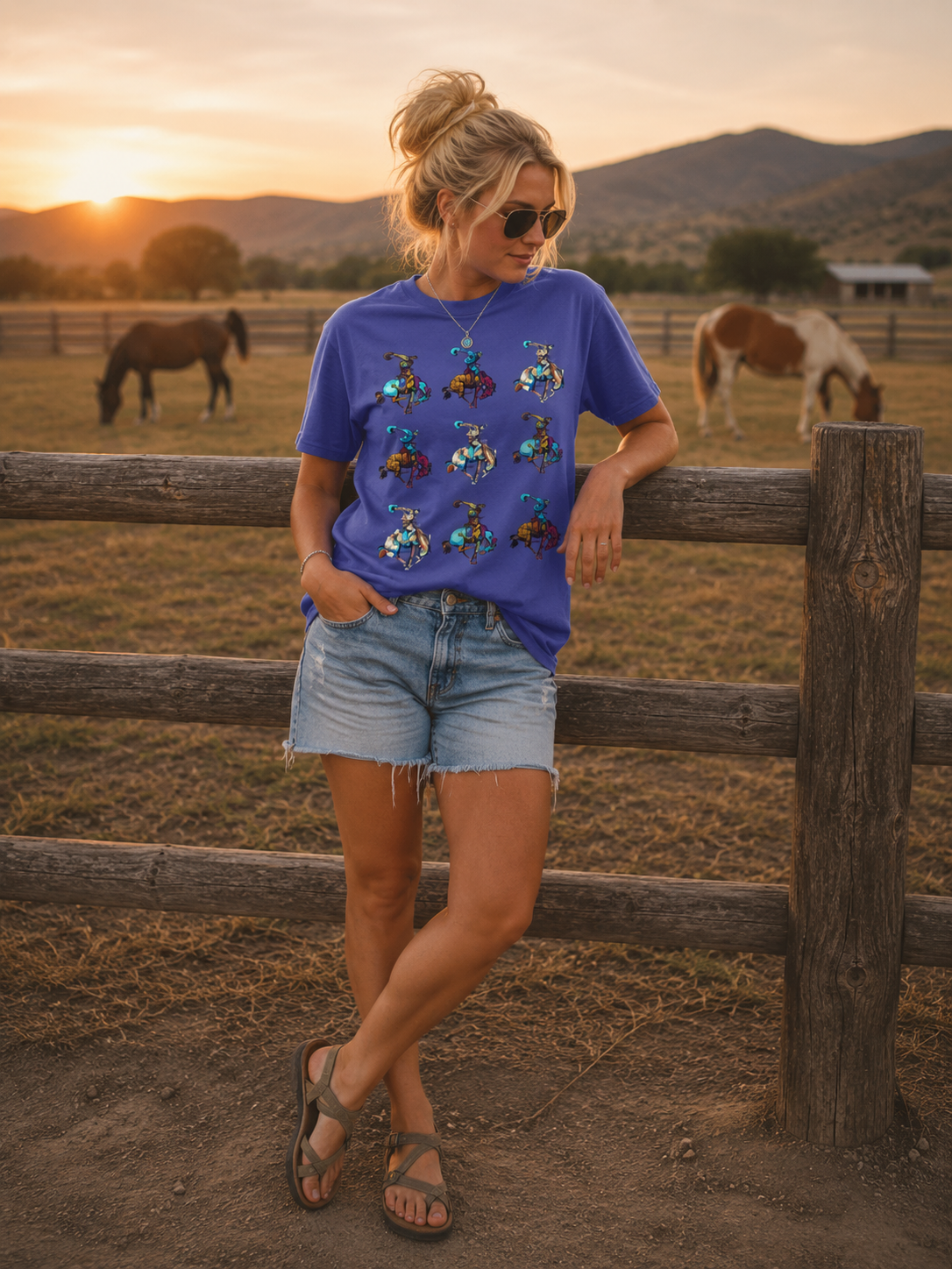 Grid Rodeo Spirit Tee | Western Graphic Comfort Colors Shirt | Bronc & Brand Co.