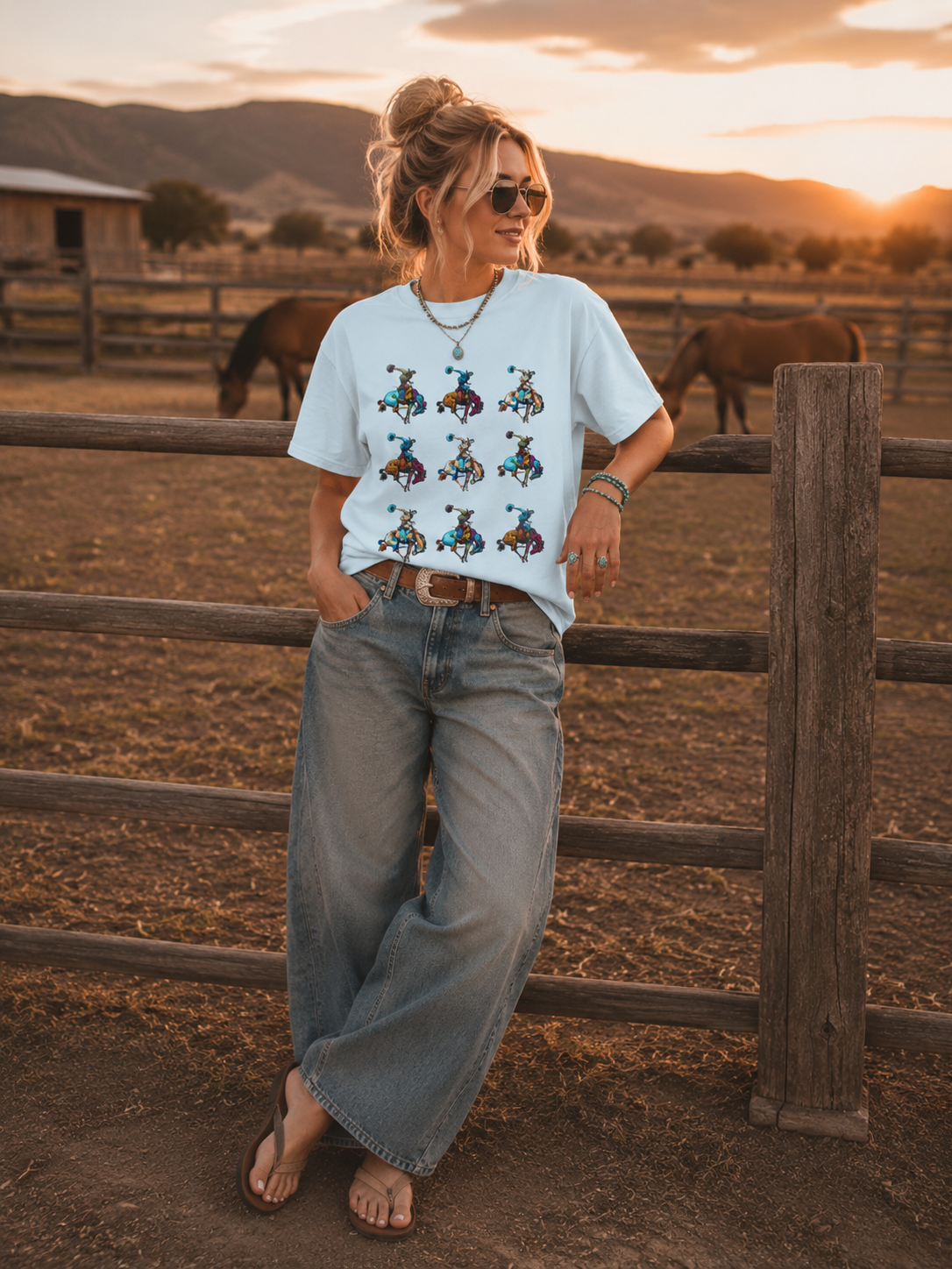 Grid Rodeo Spirit Tee | Western Graphic Comfort Colors Shirt | Bronc & Brand Co.