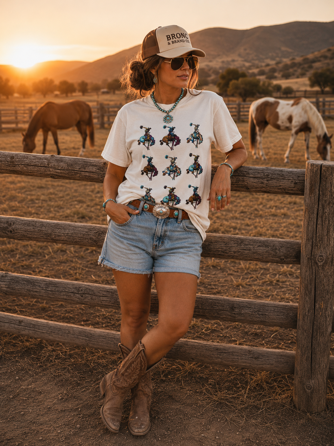 Grid Rodeo Spirit Tee | Western Graphic Comfort Colors Shirt | Bronc & Brand Co.