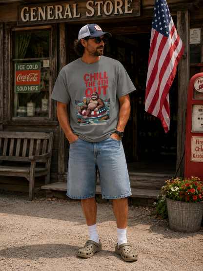 Chill The 4th Out Patriotic Bigfoot T-Shirt