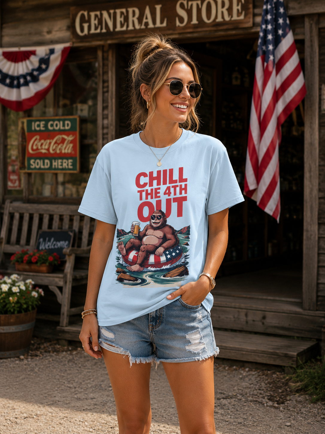 Chill The 4th Out Patriotic Bigfoot Graphic Tee | Bronc & Brand Co