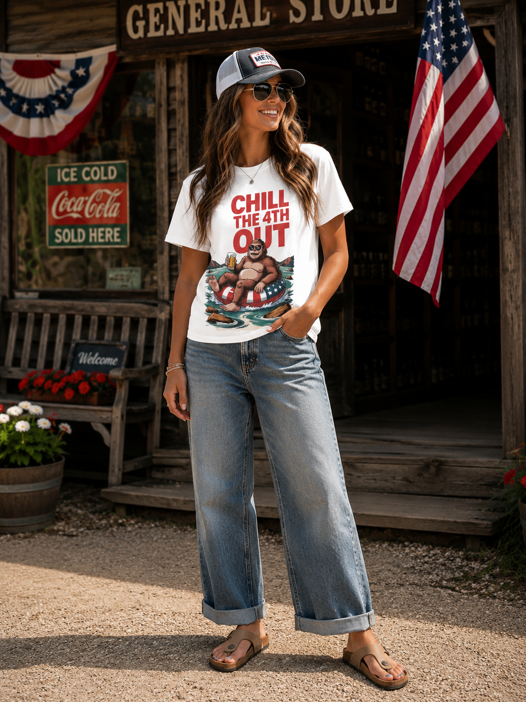 Chill The 4th Out Patriotic Bigfoot Graphic Tee | Bronc & Brand Co