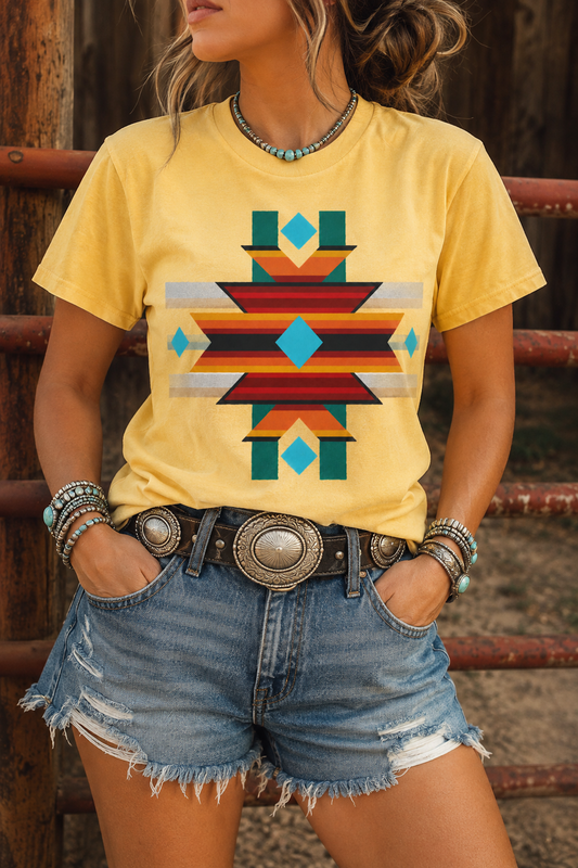Turquoise Cross Western Graphic Tee