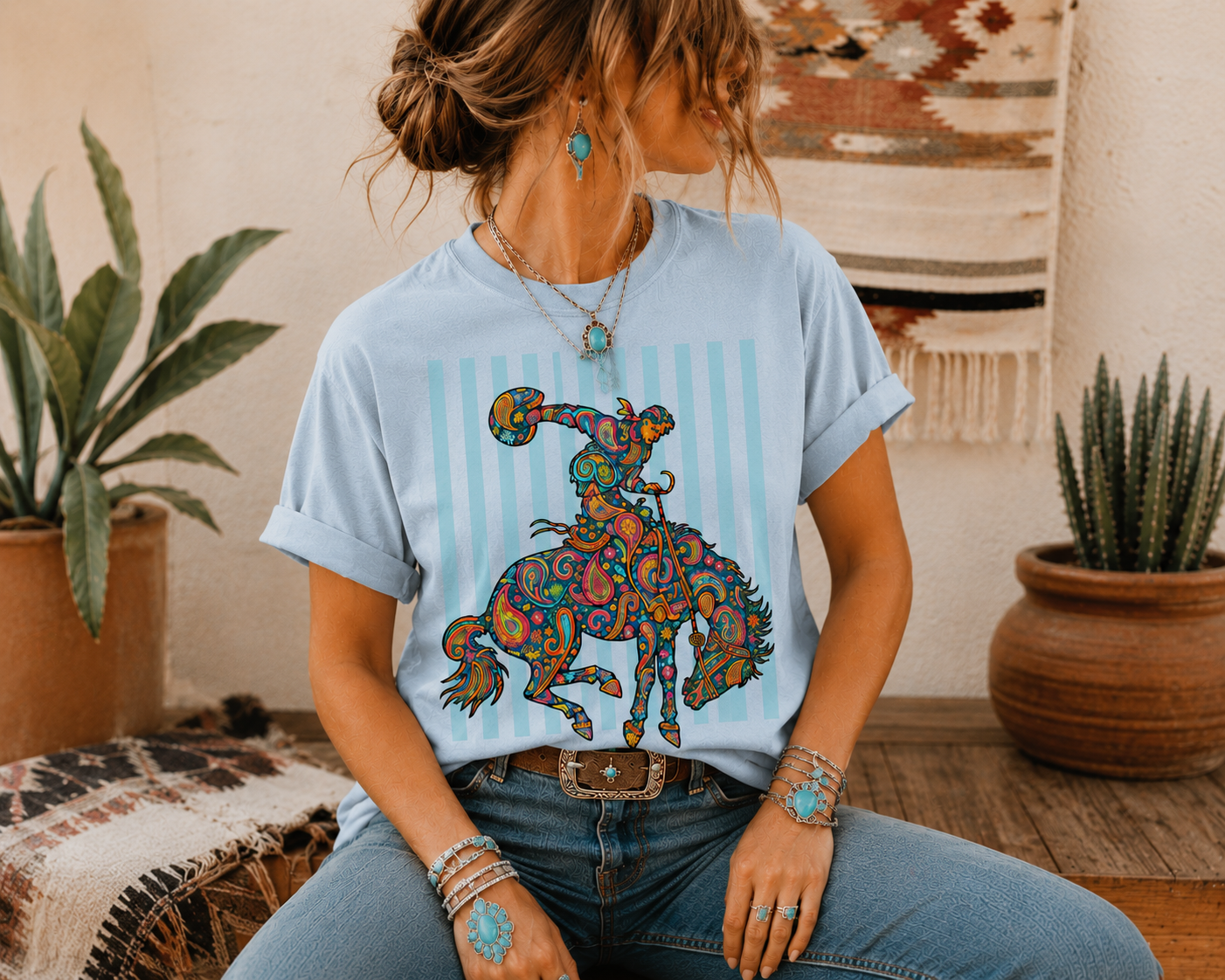 Bright Paisley Bronc Graphic Tee