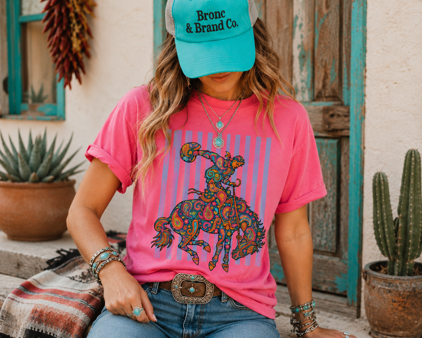 Bright Paisley Bronc Graphic Tee
