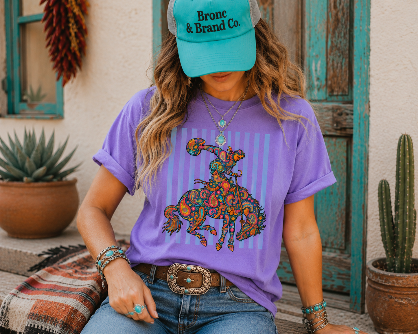 Bright Paisley Bronc Graphic Tee