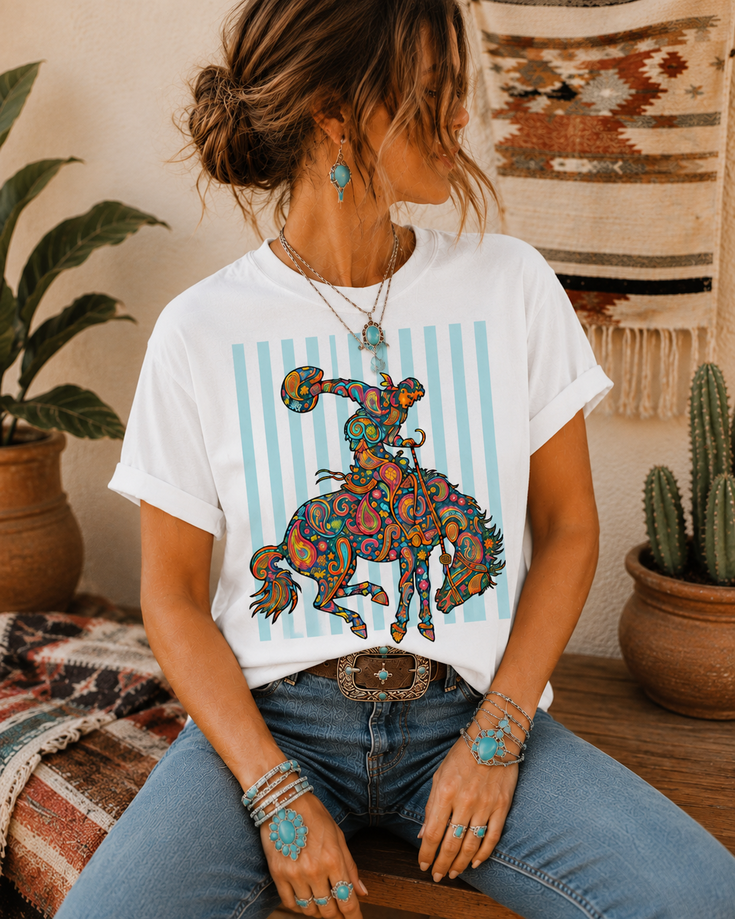 Bright Paisley Bronc Graphic Tee